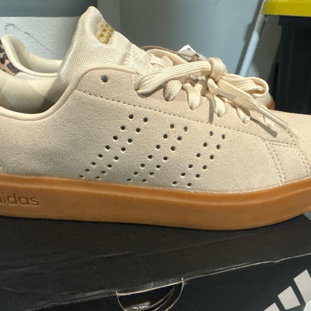 Adidas Beige Sneakers with Brown Sole